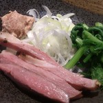 煮干し中華そば一燈 - 鴨白湯和えつけそば「カモーン２号～羽ばたけ天空の彼方へ～」（薬味）