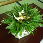 うかい竹亭 - 【2016.7】専用の"鮎焼き小屋"で焼かれた鮎