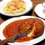 カプリチョーザ - シチリア風ライスコロッケ、渡り蟹のトマトクリームスパゲティ