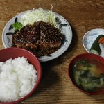 とんかつ 五郎十 - ミンチ ゴマ入生姜焼き 普通で ㊺0g → ¥850-