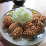 Tonkatsu Osamu - ヒレカツ定食９００円（100g）+カキフライ３００円