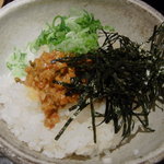 山元麺蔵 - 白ご飯に肉味噌トッピング～