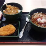 ゆで太郎 - 2016/4 レビュ19回目 カレー丼 360円（カレー丼、かけそば）+　コロッケ（サービス券利用）
