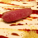 L’AS - ハンガリー産　仔鴨のロースト　ピペラードソース（パプリカ、トマトの煮込み）　クスクス添え