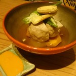 是屋 - 夏野菜と鯵のつみれ、うにソース