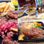 寛屋 - 俵ハンバーグ。鉄板の皿の上で肉とソースが踊ってます！テーブルは油まみれ！笑
            ほぼ生肉のまま頬張ります。ご飯はお代わり自由！
            あー！旨い！旨い！肉が旨い！飯も旨い！
            #寛屋 #俵ハンバーグ #ハンバーグ #エル寸