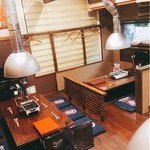 Yakutori Torifuku - ③番堀テーブルと④番堀テーブル ブラインドオープン状態