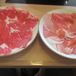 銀座しゃぶせん - 牛ロース90ｇ + 豚ロース50ｇ