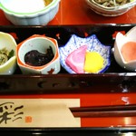 和風宿　岡部荘 - しそ巻きあんず、お漬物、味噌漬け･･･だったかナ♪
