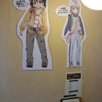 珈琲館 - 店内　ヤマノススメのキャラクターが貼られています