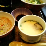 和風宿　岡部荘 - しゃぶしゃぶの胡麻ダレ(長葱入り、ピリ辛)＆茶碗蒸し♪