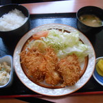 お食事処 廣瀬 - 白身魚とホタテフライ定食　650円
