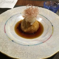 日本料理 弁慶 ホテル日航大阪 - 揚げだし無花果。めっちゃくちゃ美味しかった。