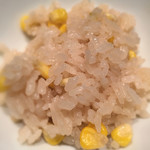 くろぎ - とうもろこしご飯。食べ切れずお土産にして頂きました。