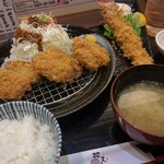 花むら - ヒレかつ定食　1,080円　＋特大極太大海老フライ690円