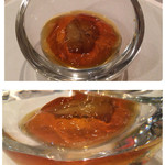 リストランテ・ホンダ - 2016.3アミューズ②雲丹と有機人参のムースにコンソメジュレ。萌える…