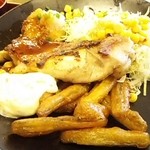 ジョイフル - 日替り御膳 木曜日 みぞれチキンステーキ＆とり天＆ごぼう唐揚げ膳530円