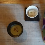 Machiya Kafe Mado - 枝豆のヴィッシソワーズと味噌漬け豆腐
