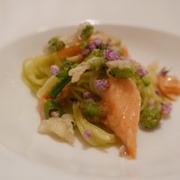 ポンテ デル ピアット - 【マスと青唐辛子のソース 枝豆を練りこんだタリオリーニ 枝豆フリット添え】♫2016/7
