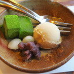 梟亭 - 抹茶わらび餅のデザート