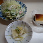 2016.07 冷奴、おしんこ、サラダが出てきました。