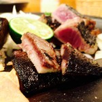 熟成魚と日本酒と藁焼き 中権丸 - トロ〆鯖のタタキ‼︎脂感は感じませんでした。