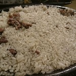 ガーリックライス（もも塩焼きを少し残してオーダーします）