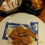 和庵 - 【1周年記念ランチ】焼き穴子サンショウ煮と錦糸玉子丼風、蛸と胡瓜(生姜)の酢の物、みそ汁、牛乳寒天(黒蜜)