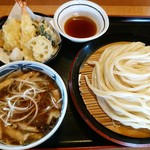 Kyuubeeya - 【2016.7.23(土)】つけ汁 天ぷら盛り定食(並盛・肉汁)961円