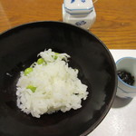 蕎麦　もり木 - ［ご飯)湯あがり娘(枝豆)とじゃこのごはんと昆布の佃煮