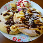 カフェ マジョラム - チョコとバナナのパンケーキ