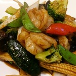 華陽麺坊 - 海老のオイスターソース炒め