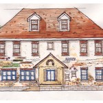 ウォックレストラン - 201607HPにある外観のイラスト「南イタリヤ風建物の中華食堂です。」