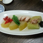 小料理 たか - 煮びたし（夕顔、茄子、海老、オクラ）