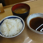 てんぷら藤 - ご飯（小）、味噌汁、天液