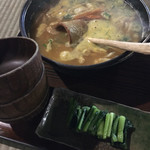 山麓園 - お野菜たっぷりの ほうとう鍋に 野沢菜の漬物♫
美味しかった〜✨