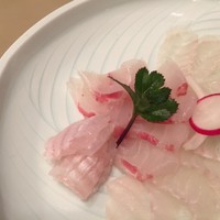 かぐら坂 志満金 - 鰈の薄造りには、エンガワとイサキも添えられていた