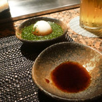 鉄板焼 十河 - 鉄板焼の薬味・・おろしポン酢、自家製醤油