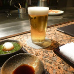 鉄板焼 十河 - 先ずはビール