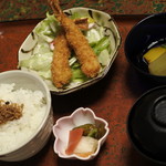 魚処 豆狸 - エビフライ定食＠1,620