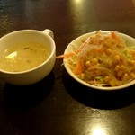 ラジャラニ - セットのサラダ＆スープ