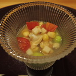 赤坂 詠月 - アサリと夏野菜の冷製スープ2016.7