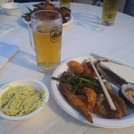 Fukuyama Temmaya Okujou Biaga-Den Depasora - 生ビール、冷やし中華、巻き寿司、サイコロステーキ、焼きそばサンド(2016.07.23)