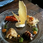 イーマサラ - サリールランチ、前菜の盛り合わせ。