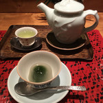 茶香房 長竹 - 冷茶と抹茶水饅頭