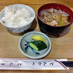 とんかつ とんき - 定食のご飯・味噌汁・漬物（２０１６年７月）