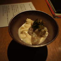 山城屋庄蔵 - 刺身湯葉　海老と貝割れのタルタル　松茸添え