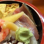 寿司処 博 - Jul, 2016　右からめじ2、鱸、青柳、甘海老、真ん中に数の子