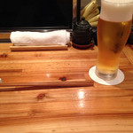 焼鳥 うの - セッティング 生ビール