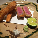 おにく 花柳 - レアカツ＆松茸のフライ